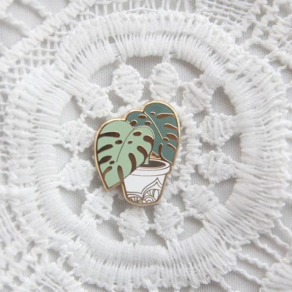 Monstera Deliciosa plant enamel pin by Modern Plant Life