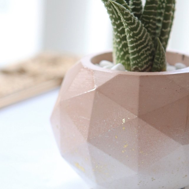 Handmade ombre pink concrete planter by Modern Plant Life