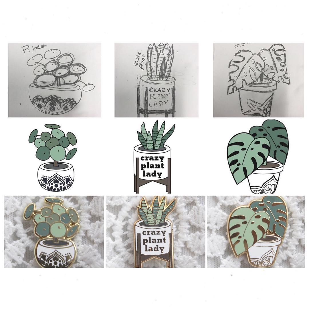 Modern Plant Life Plant Enamel Pins